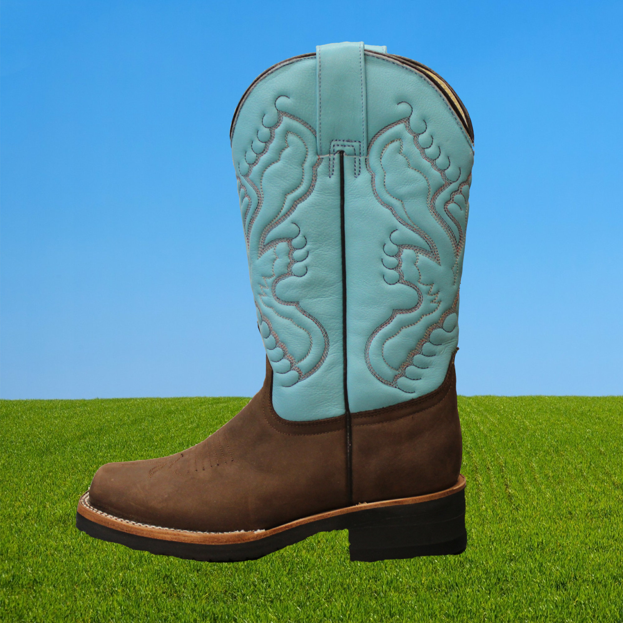 Leaguer´s Finest Western Boots 5410, türkis-choco